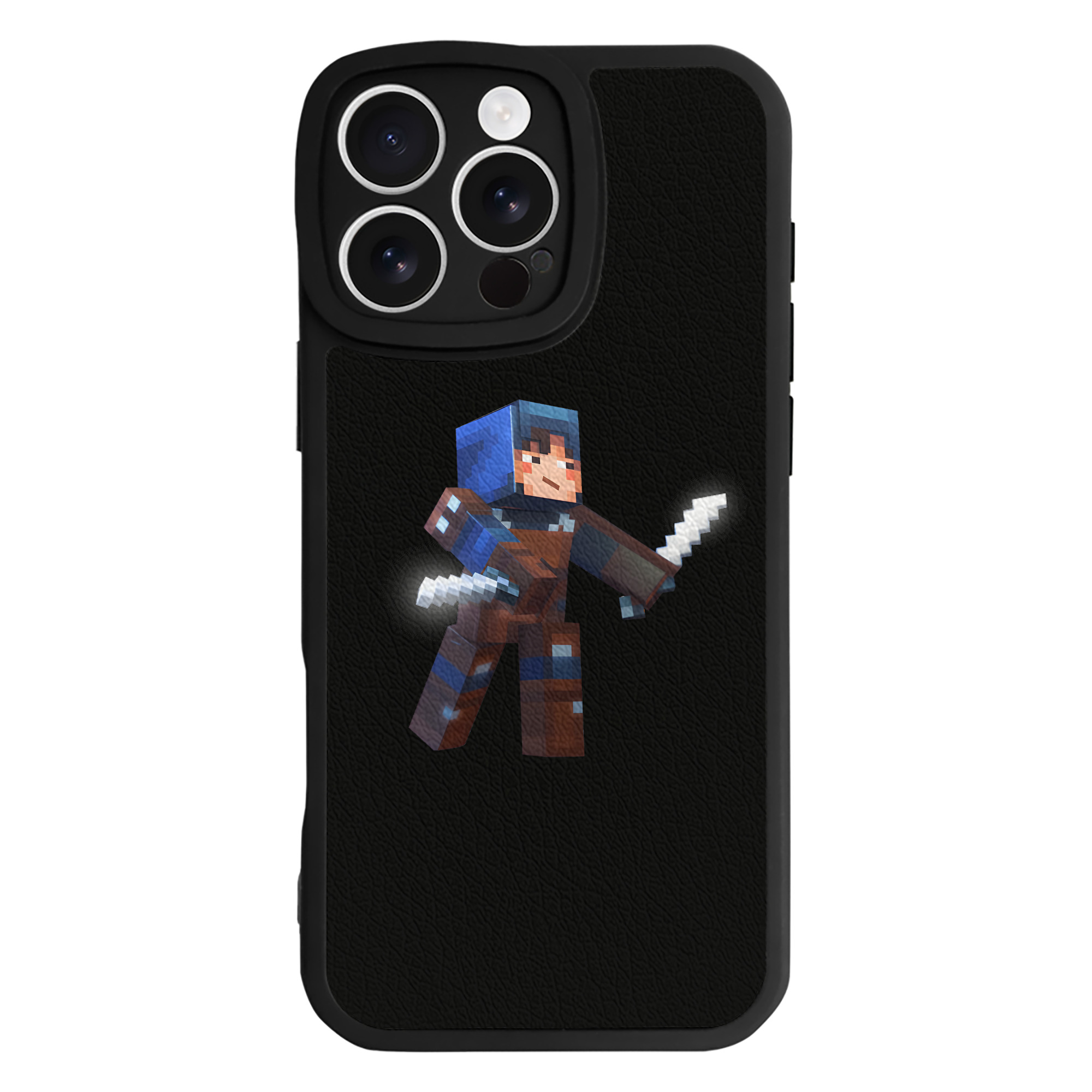 （画像用） マインクラフト ブロックの世界 Minecraft MC Block world 【iPhone 16シリーズ対応】シリコンスマホケース（レザー調） 材質：シリコン